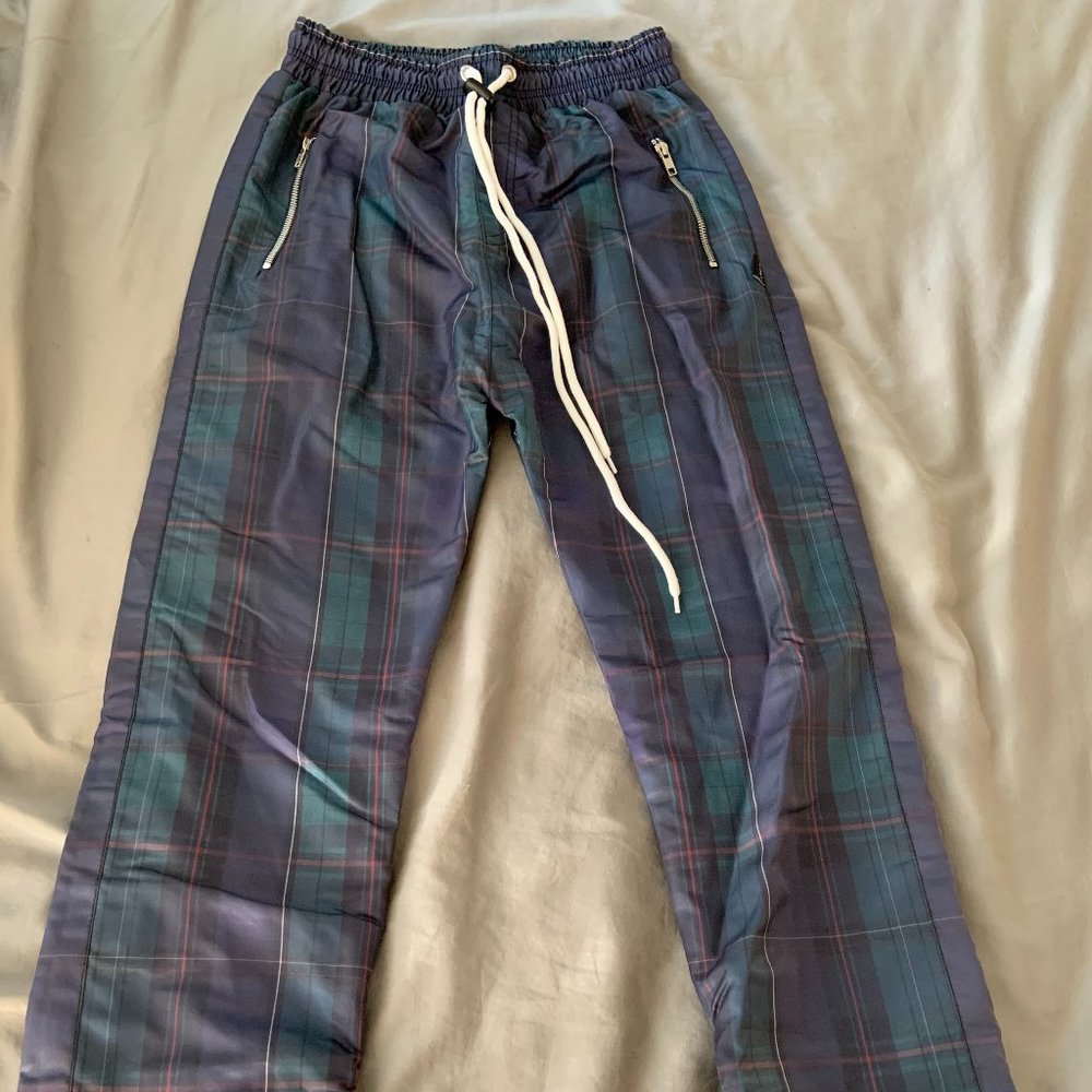 Plaid CALI UK Brand Lounge Drawstring Jogger Pant, zipper pockets & bottoms